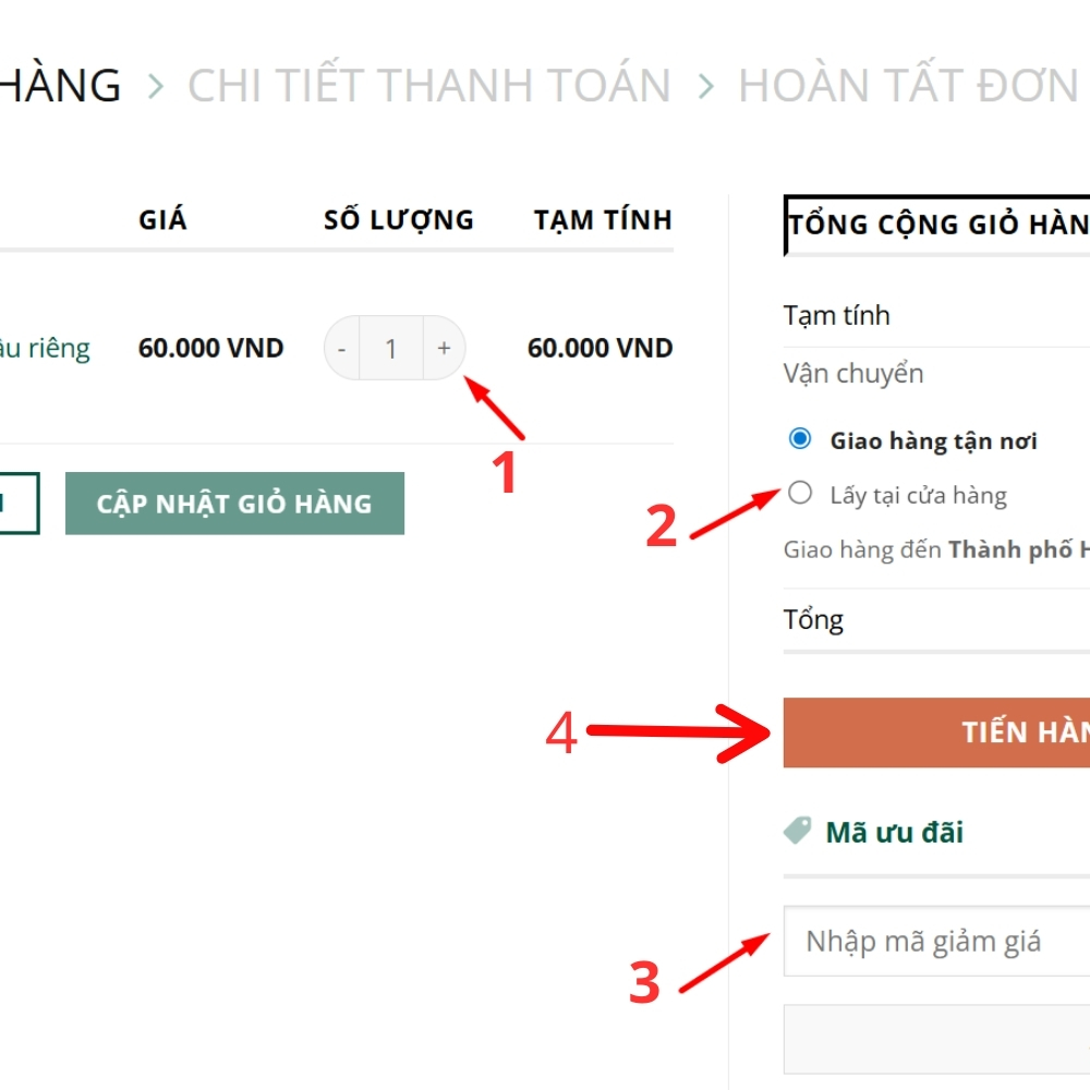 Hướng dẫn đặt bánh trên saribakery.com, bước 4