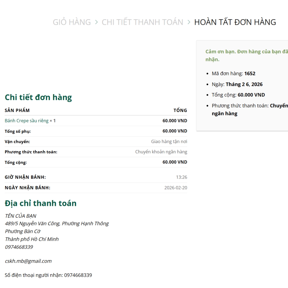 Hướng dẫn đặt bánh trên saribakery.com, bước 6