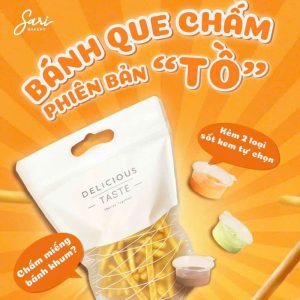 Bánh que chấm kem tại Sari Bakery, combo bánh que giòn kèm kem chấm nhiều vị.