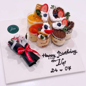 4 ly tim mix vị trang trí bánh sinh nhật mini