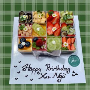 set 12 panna cotta ly vuông decor trái cây tươi Sari Bakery