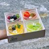 Set 4 panna cotta ly tim decor trái cây tại Sari Bakery – bánh lạnh trang trí đẹp cho sinh nhật và tiệc nhẹ