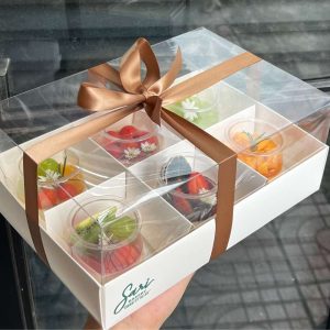 Set 6 panna cotta hũ tròn decor trái cây Sari Bakery