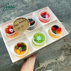 Set panna cotta hũ tròn 6 ly trang trí trái cây