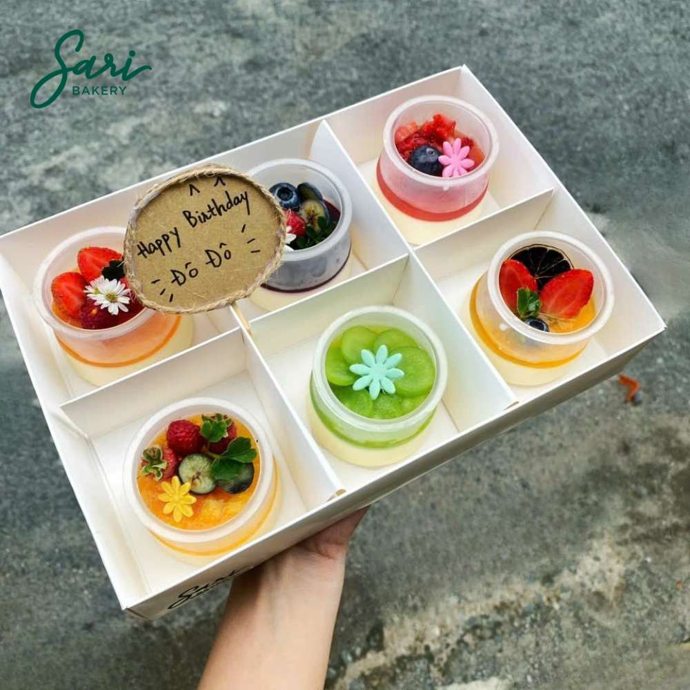 Set 6 panna cotta hũ tròn trang trí trái cây Set panna cotta hũ tròn 6 ly trang trí trái cây