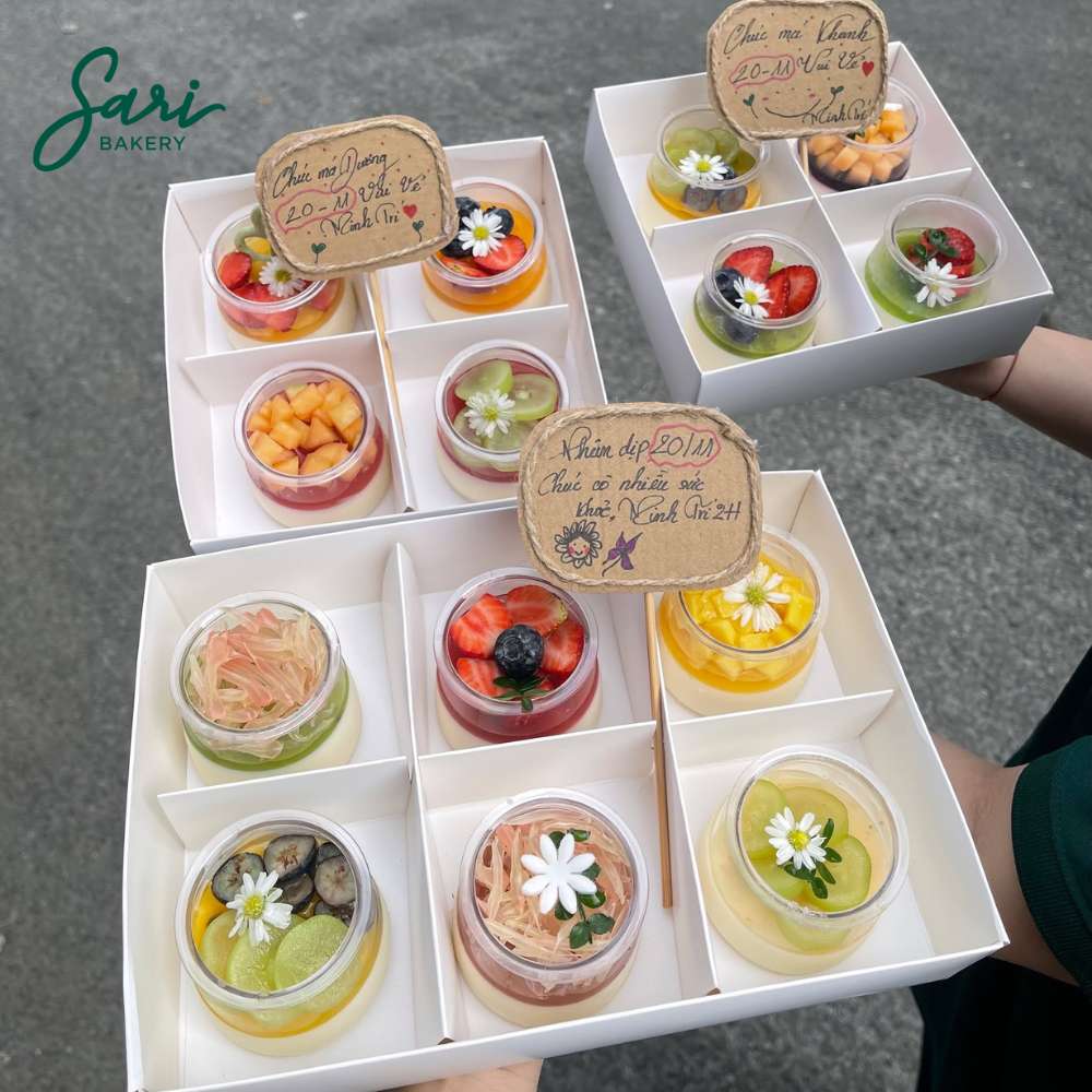 Set 6 panna cotta hũ tròn quà tặng Set panna cotta hũ tròn 6 ly làm quà tặng tinh tế