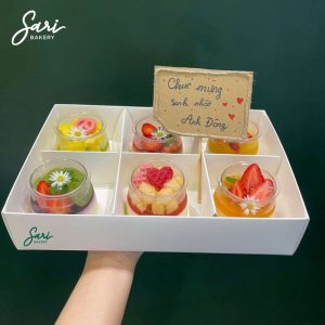 Set 6 panna cotta hũ tròn decor trái cây bán chạy Sari Bakery