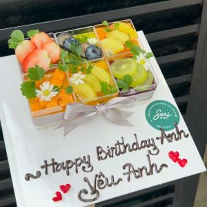 panna cotta ly vuông decor trái cây tươi – bánh lạnh ít ngọt Sari Bakery