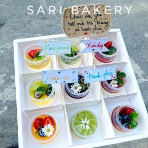 Set panna cotta hũ tròn 9 ly nhiều vị trái cây Sari Bakery