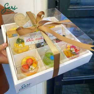 Set 9 panna cotta hũ tròn decor đóng hộp quà sang trọng