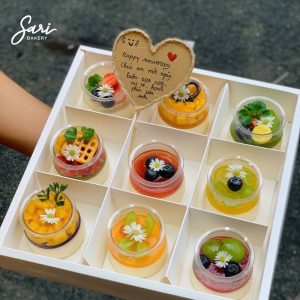 Set panna cotta hũ tròn 9 ly trang trí nhiều màu sắc