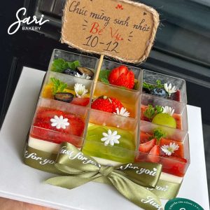 panna cotta ly vuông trái cây mix vị – set 9 ly Sari Bakery