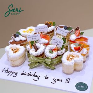 Set bánh sinh nhật 12 ly tim mix vị trang trí tinh tế