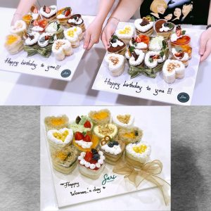 Bánh sinh nhật mini 12 ly tim mix vị đa dạng màu sắc