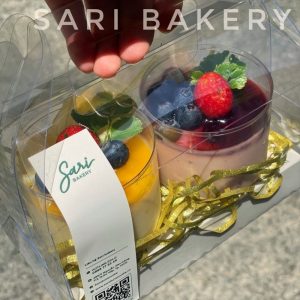 Set bánh sinh nhật 2 hũ tròn mix vị trang trí trái cây tươi tại Sari Bakery