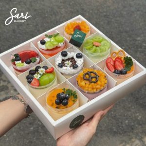 Set bánh mix vị hũ tròn 9 ly nhiều màu sắc bắt mắt