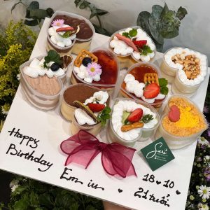 Set bánh sinh nhật 9 ly tim mix vị bánh lạnh dễ ăn