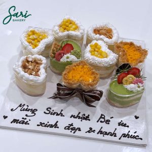 Bánh sinh nhật mini 9 ly tim mix vị nhiều hương vị khác nhau