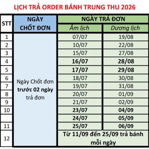 Lịch trả bánh trung thu sari 2026