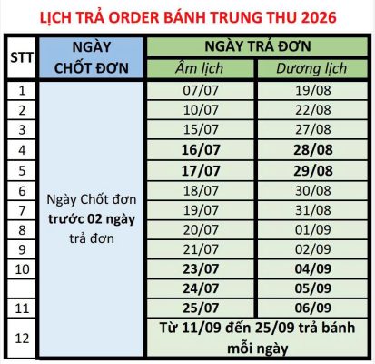 Lịch trả bánh trung thu sari 2026